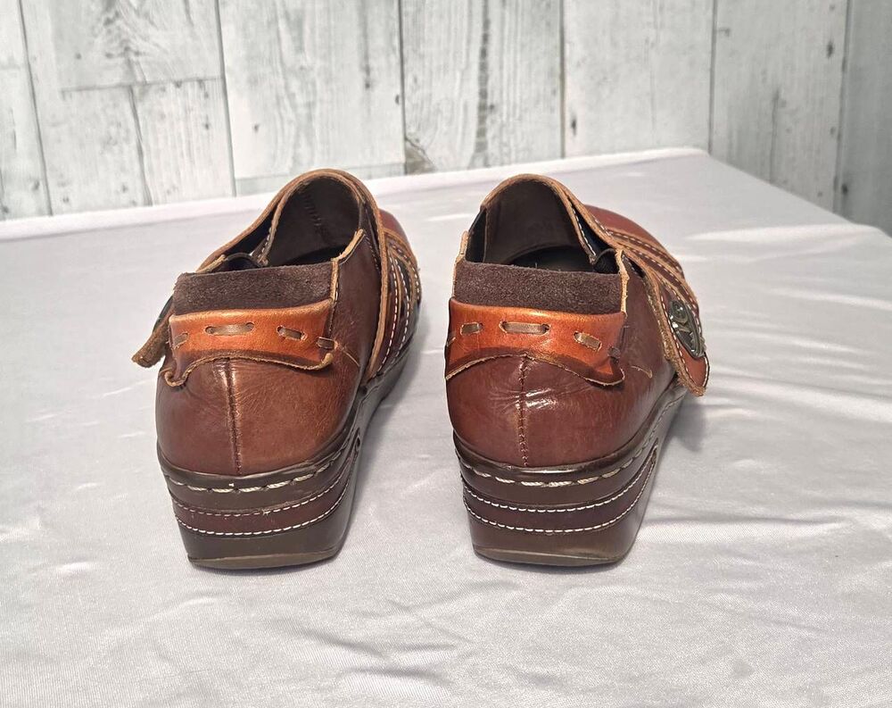 L'Artiste Sherbert Leather Enclosed Clogs w Hook & Loop Strap Sz. 38 (7.5-8) - Picture 3 of 10